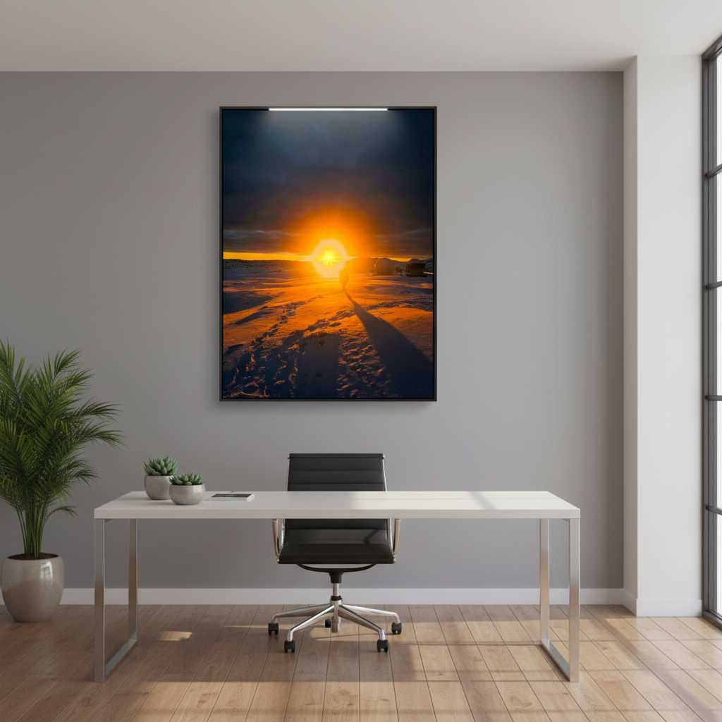 Golden Horizon — Antarctic Sunset Silhouette | Fine Art Print