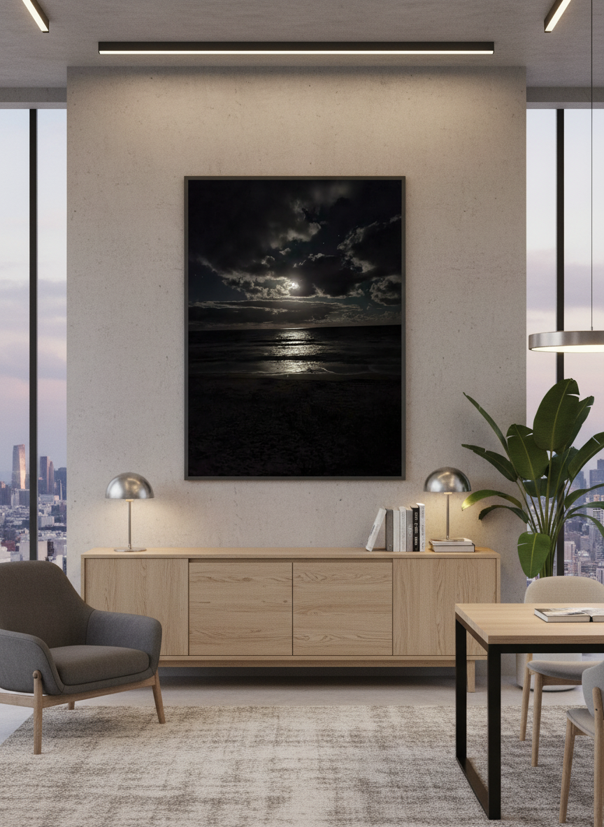 Abstract Ripples Under Moonlight | Fine Art Print